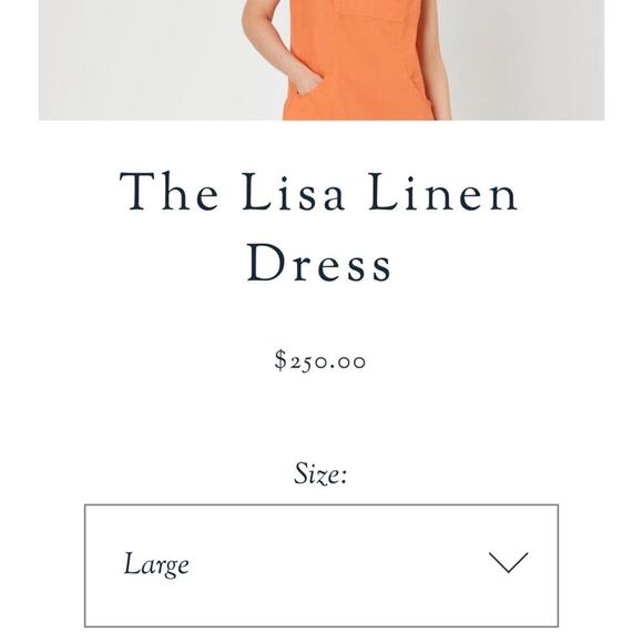 VIA NO 9 Large Lisa Orange 100% Linen Dress Vacation Coastal Sleeveless Summer - Picture 7 of 7